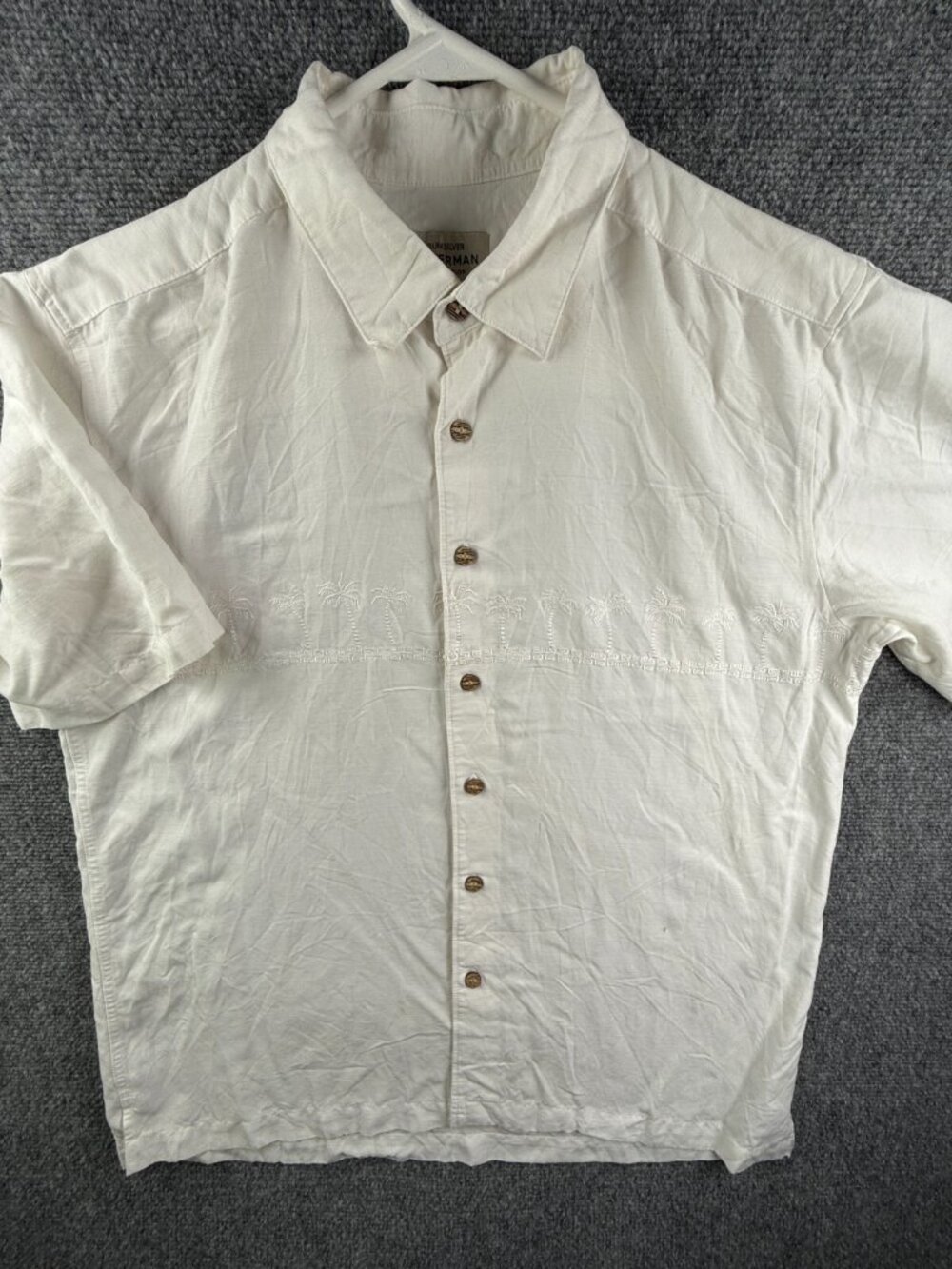 Quiksilver Waterman White Men Short Sleeve Button Up Shirt Medium Comfort Floral